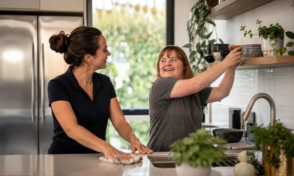 NDIS Household Tasks in Melbourne helping a participant manage everyday household activities safely and independently.